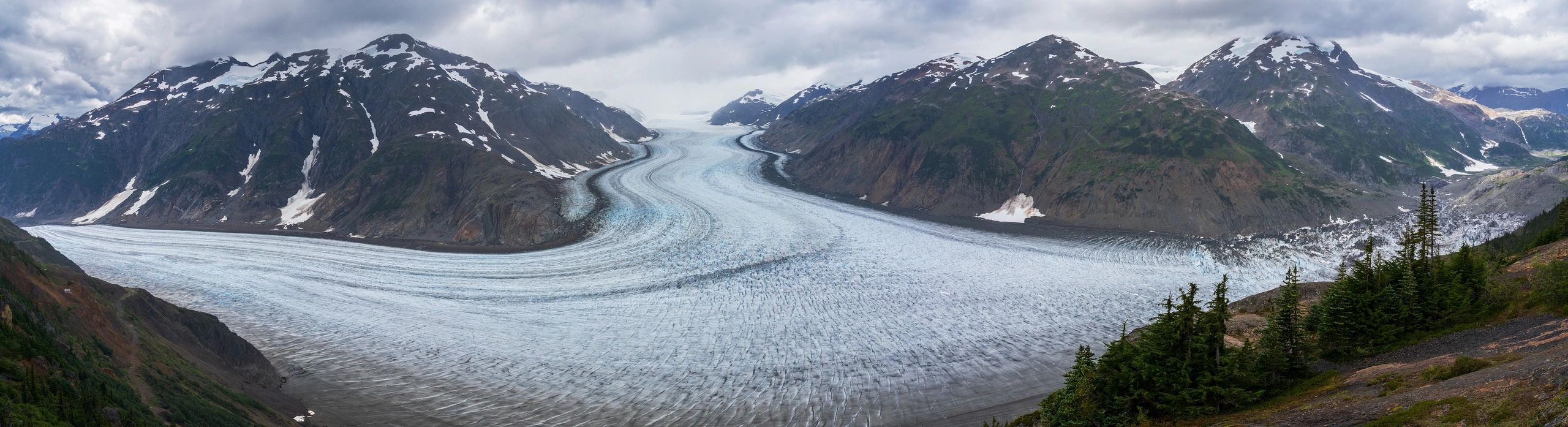 Wide panoramic view of Salmon Glacier
